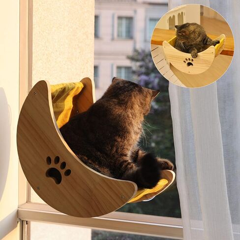 Cat Window Perch Hammock Bed with Strong Suction Cups, Space-Saving Window Cat Bed for Indoor Cats, Multi-Use Moon Shelf for Desk or Window in Kuwait