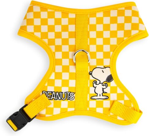 Peanuts Pet Harness, Dog Collar Plastic Buckle, Peanuts Snoopy Flexing Pose Checker Yellow White, Fits Dog with 12" Neck Size and 17-21" Chest Girth in Kuwait