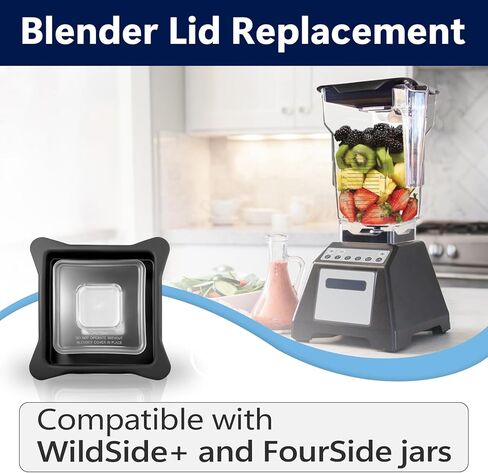 غطاء بديل للخلاط يناسب خلاط Blendtec التجاري، غطاء بمقبض مزود بفتحات تهوية متوافق مع مرطبانات WildSide+ وFourSide، غطاء لغطاء Blendtec مع قابس مربع شفاف in Kuwait