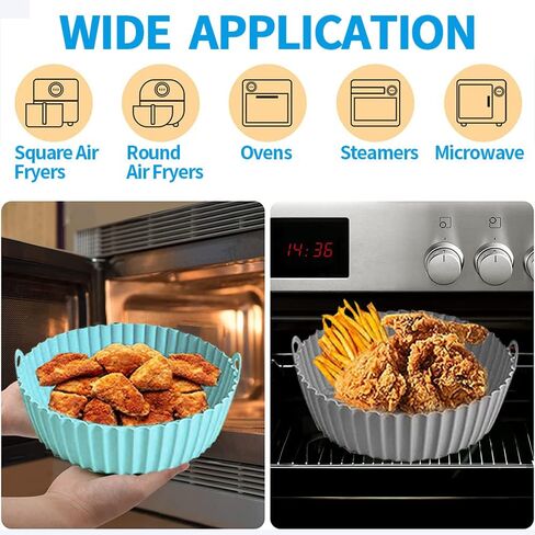 5Pcs Air Fryer Accessories, Air Fryer Liners Silicone, 7.8 inch Reusable Silicone Air Fryer Liner with Stainless Steel Grilling Rack Double Basket Air Fryer Accessories Fits Air Fryer in Kuwait