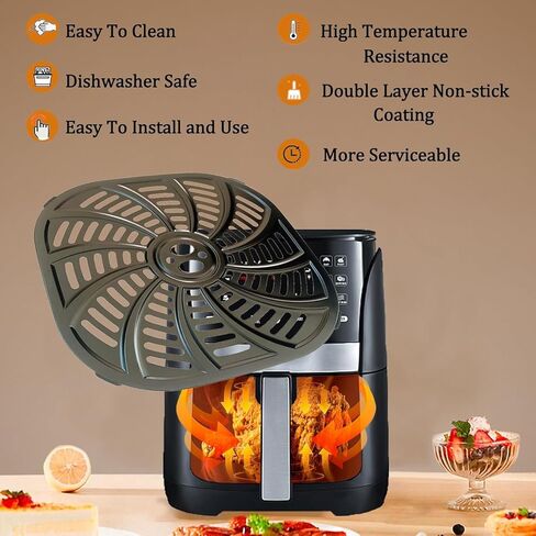 6QT Square Air Fryer Crisper Tray for Gourmia GAF616 Air Fryer, Premium Nonstick Air Fryer Grill Crisper Plate Rack Grill Pan Insert Grate Grid Shelf for Gourmia 6QT Air Fryers, Dishwasher Safe in Kuwait
