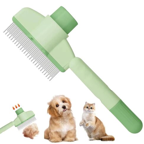 Self-Cleaning Cat & Dog Comb – 2-in-1 Pet Hair Removal with Stainless Steel Teeth, Easy Release Button, for Shedding, Detangling & Grooming in Kuwait