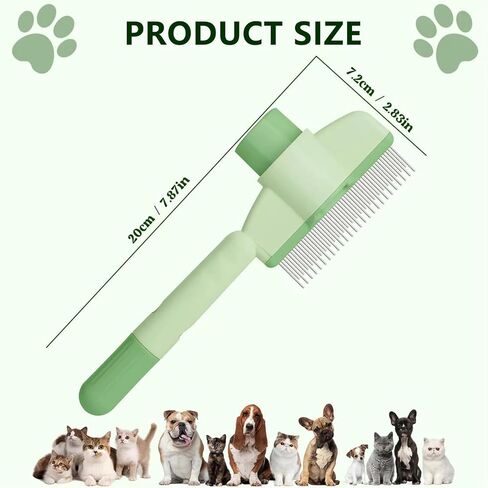 Self-Cleaning Cat & Dog Comb – 2-in-1 Pet Hair Removal with Stainless Steel Teeth, Easy Release Button, for Shedding, Detangling & Grooming in Kuwait
