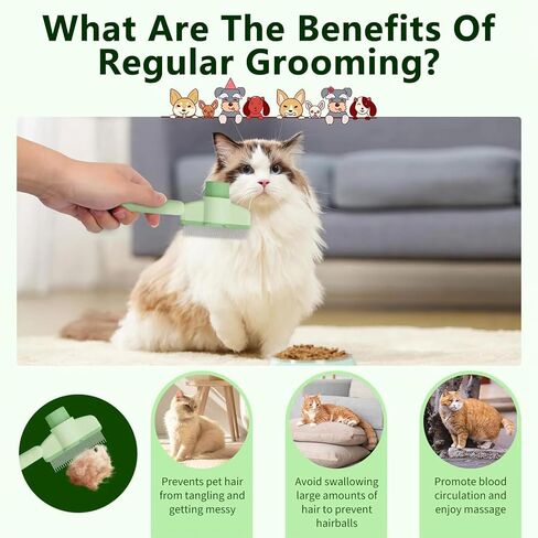 Self-Cleaning Cat & Dog Comb – 2-in-1 Pet Hair Removal with Stainless Steel Teeth, Easy Release Button, for Shedding, Detangling & Grooming in Kuwait