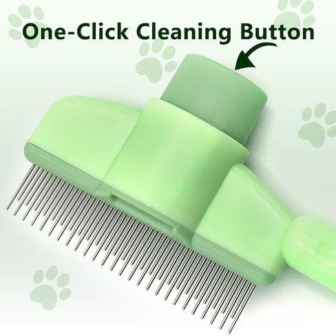 Self-Cleaning Cat & Dog Comb – 2-in-1 Pet Hair Removal with Stainless Steel Teeth, Easy Release Button, for Shedding, Detangling & Grooming in Kuwait