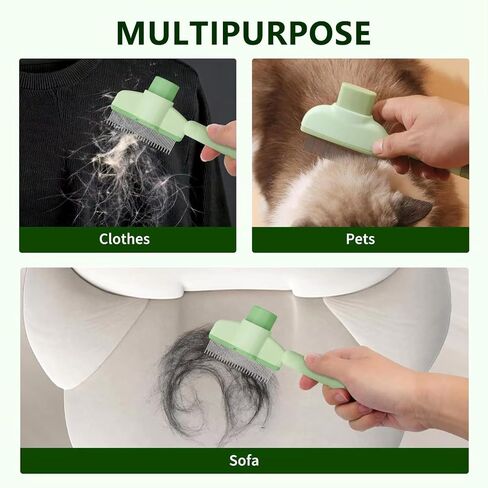 Self-Cleaning Cat & Dog Comb – 2-in-1 Pet Hair Removal with Stainless Steel Teeth, Easy Release Button, for Shedding, Detangling & Grooming in Kuwait