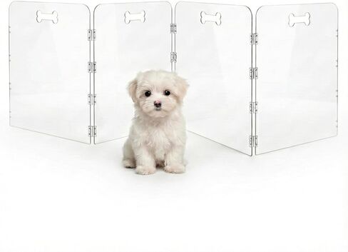 Clear Acrylic Freestanding Dog Gate, Folding Pet Barrier for House, Indoor Stairs & Doorways, Transparent Puppy Fence with Handles, Foldable Playpen for Small Dogs, Rabbit in Saudi Arabia