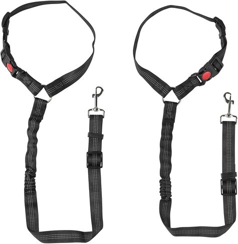 2 Pack Pet Harness, Adjustable Dog Car Seat Belt, 2 in 1 Pet Car Leash with Reflective Stitching, Elastic Band, Black in Kuwait