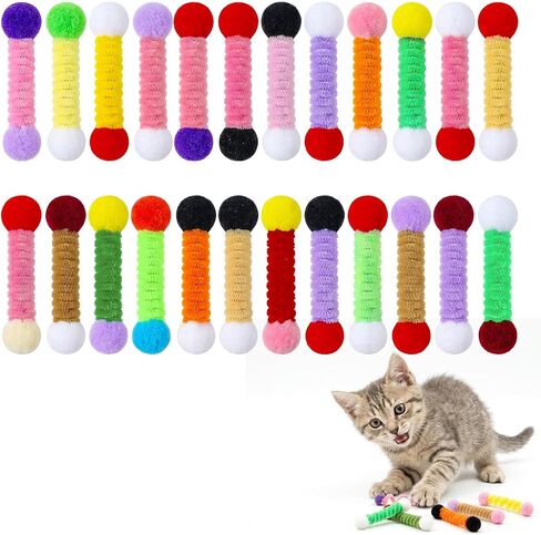 24 Pcs Fabric Springs Cat Toys for Indoor Cats - Colorful Cat Springs- Interactive Cats Spiral Toy for All Age Kitties Swatting, Biting, Hunting and Active Play in Kuwait