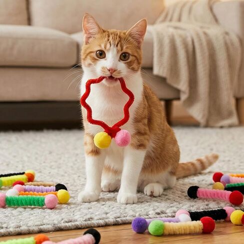 24 Pcs Fabric Springs Cat Toys for Indoor Cats - Colorful Cat Springs- Interactive Cats Spiral Toy for All Age Kitties Swatting, Biting, Hunting and Active Play in Kuwait