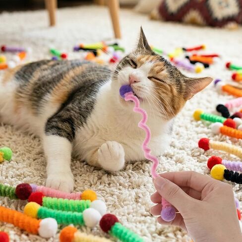 24 Pcs Fabric Springs Cat Toys for Indoor Cats - Colorful Cat Springs- Interactive Cats Spiral Toy for All Age Kitties Swatting, Biting, Hunting and Active Play in Kuwait