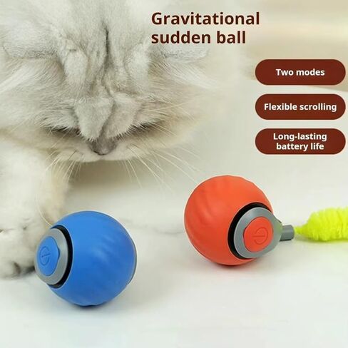 Bytewave Speedy Tail 3.0 is a Smart, Rolling cat Toy with 360° Motion, Feather Tails, and USB Charging. Two Modes Keep Indoor Cats Active, Entertained, and Engaged. Includes red and Blue Balls. in Saudi Arabia
