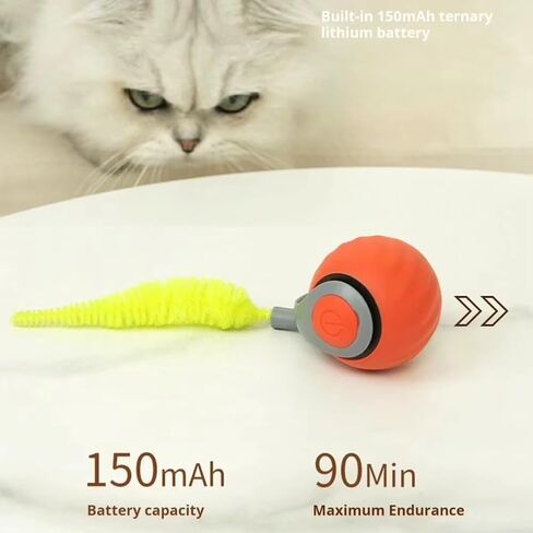 Bytewave Speedy Tail 3.0 is a Smart, Rolling cat Toy with 360° Motion, Feather Tails, and USB Charging. Two Modes Keep Indoor Cats Active, Entertained, and Engaged. Includes red and Blue Balls. in Saudi Arabia
