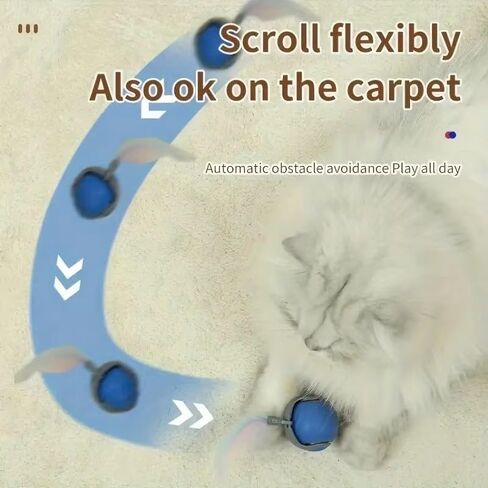 Bytewave Speedy Tail 3.0 is a Smart, Rolling cat Toy with 360° Motion, Feather Tails, and USB Charging. Two Modes Keep Indoor Cats Active, Entertained, and Engaged. Includes red and Blue Balls. in Saudi Arabia
