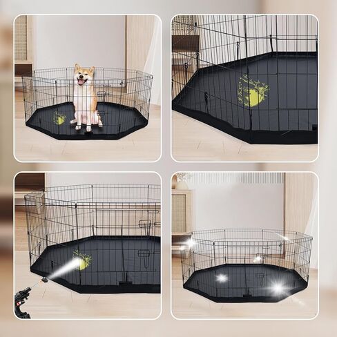 Dog Playpen Bottom Pad/Top Cover, Octagon Kennel Cover, Leak-Proof and Easy to Clean. Suitable for Metal 8 Plate Fence 24 inch Pet Pen Cover in Kuwait