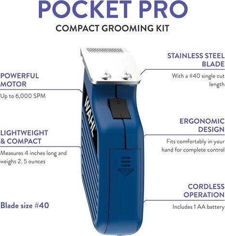 Wahl Professional Animal Pocket Pro Equine Compact Horse Trimmer ومجموعة العناية - أزرق in Kuwait