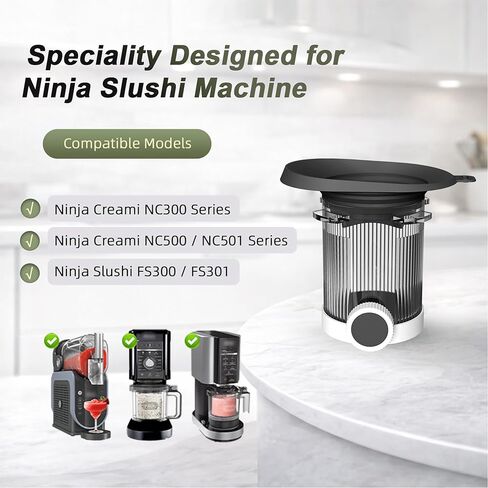 Silicone Funnel for Ninja Slushie Machine FS301/NC300, Anti-Splash Flow Hood for No Spills When Pouring Juices, Ninja Portable Blender Accessories for Slushie Machine (Black, 8“x5 x2) in Kuwait