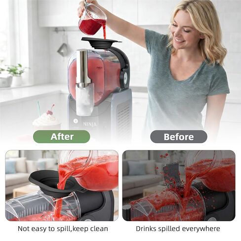 Silicone Funnel for Ninja Slushie Machine FS301/NC300, Anti-Splash Flow Hood for No Spills When Pouring Juices, Ninja Portable Blender Accessories for Slushie Machine (Black, 8“x5 x2) in Kuwait