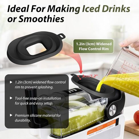 Silicone Funnel for Ninja Slushie Machine FS301/NC300, Anti-Splash Flow Hood for No Spills When Pouring Juices, Ninja Portable Blender Accessories for Slushie Machine (Black, 8“x5 x2) in Kuwait