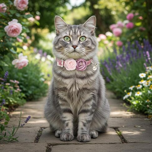 Cat Collars with Bell - 2 Pack Breakaway Floral Cute Cat Collars for Girl Boy Cats, Kitten, Puppy - Adjustable (7.5"-12.5") Soft Velvet Cat Collar Accessories in Kuwait