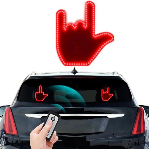 Glo Hand Road Rage للسيارة، مصابيح LED Glogesture مع جهاز تحكم عن بعد، علامة إيماءة اليد المتوهجة على الطريق، إصبع مضيء لنافذة السيارة الخلفية، أدوات هدايا الشاحنة الممتعة in Saudi Arabia