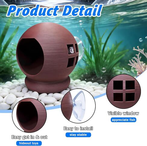 3-in-1 Honeycomb Betta Hammock Cave & Hideout with Suction Cup - Aquarium Decor for Betta Fish to Rest, Hide, Play - Easy Mount 3D Printed Fish Tank Accessory 3.15"x3.15"x3.15" in Kuwait