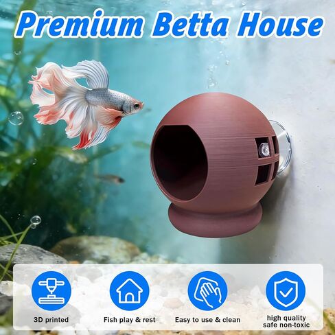 3-in-1 Honeycomb Betta Hammock Cave & Hideout with Suction Cup - Aquarium Decor for Betta Fish to Rest, Hide, Play - Easy Mount 3D Printed Fish Tank Accessory 3.15"x3.15"x3.15" in Kuwait