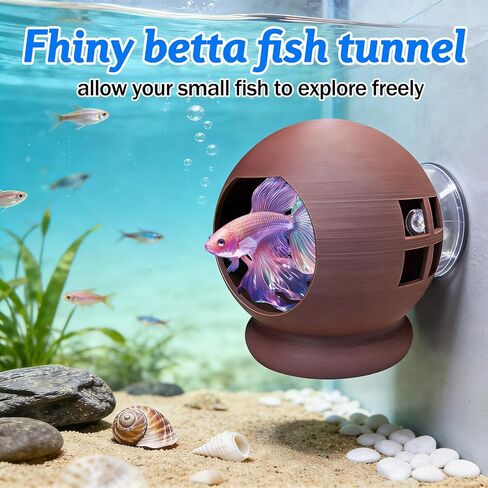 3-in-1 Honeycomb Betta Hammock Cave & Hideout with Suction Cup - Aquarium Decor for Betta Fish to Rest, Hide, Play - Easy Mount 3D Printed Fish Tank Accessory 3.15"x3.15"x3.15" in Kuwait