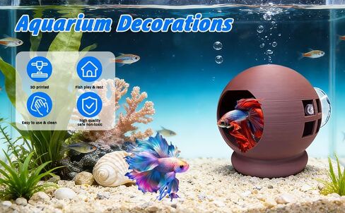 3-in-1 Honeycomb Betta Hammock Cave & Hideout with Suction Cup - Aquarium Decor for Betta Fish to Rest, Hide, Play - Easy Mount 3D Printed Fish Tank Accessory 3.15"x3.15"x3.15" in Kuwait