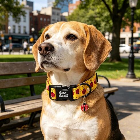 Dog Collars, Spring Yellow Ladybug Print Pet Collar Holiday Durable Adjustable Pendant Collar with Quick Release Plastic Buckle for Medium Dogs in Saudi Arabia