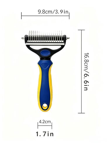2-in-1 Cat Brush for Shedding - Double-Sided Undercoat Rake for Long Haired Cats - Professional Dematting Tool for Dense Double-Coats - Gentle Deshedding Brush for Kittens, Blue in Kuwait