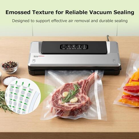 أكياس لفات تفريغ الهواء من Bonsenkitchen، 6 عبوات 3 لفات 11 بوصة × 16 بوصة + 3 لفات 8 بوصة × 16 بوصة، درجة تجارية، شديدة التحمل، خالية من مادة BPA، أكياس تخزين الطعام in Kuwait