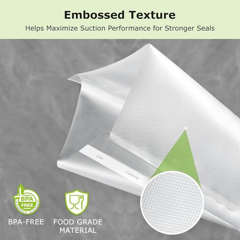 أكياس لفات تفريغ الهواء من Bonsenkitchen، 6 عبوات 3 لفات 11 بوصة × 16 بوصة + 3 لفات 8 بوصة × 16 بوصة، درجة تجارية، شديدة التحمل، خالية من مادة BPA، أكياس تخزين الطعام in Kuwait