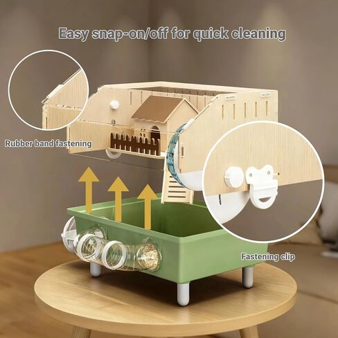 Small Animal Houses & Habitats, Hamster Cage for Dwarf Mouse, Complete Acrylic Small Animal Starter Kit with Accessories, Easy Clean Transparent Pet Cage for Hamsters Gerbils (Green) in Kuwait