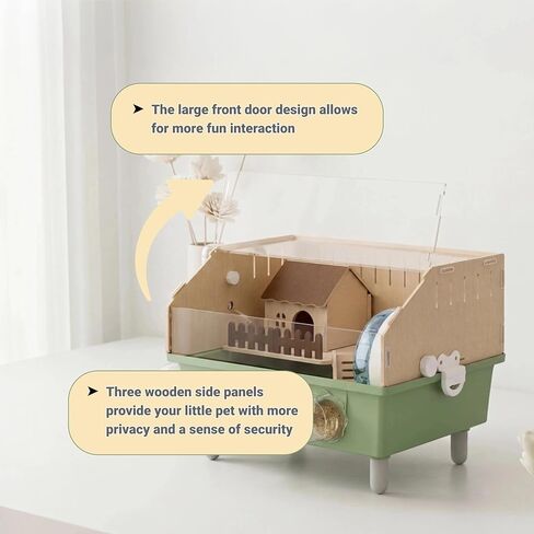 Small Animal Houses & Habitats, Hamster Cage for Dwarf Mouse, Complete Acrylic Small Animal Starter Kit with Accessories, Easy Clean Transparent Pet Cage for Hamsters Gerbils (Green) in Kuwait