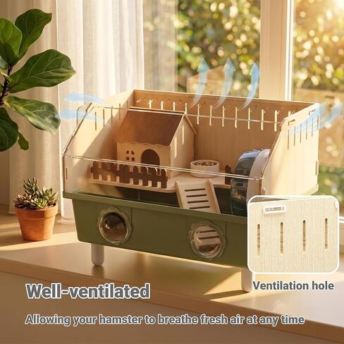 Small Animal Houses & Habitats, Hamster Cage for Dwarf Mouse, Complete Acrylic Small Animal Starter Kit with Accessories, Easy Clean Transparent Pet Cage for Hamsters Gerbils (Green) in Kuwait