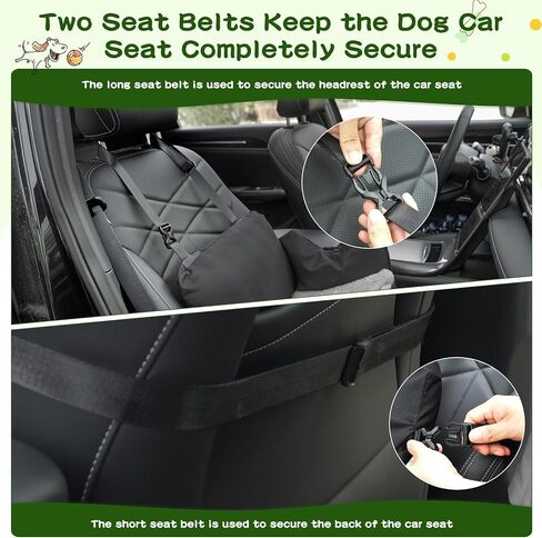 VVICOGARD Dog Car Seats for Small Dogs, Removable Airbag Design Black Washable Pet Booster Seat with Thick Cushion, Travel Doggie Bed Carseat for Small Dog Up to 33 lbs in Saudi Arabia