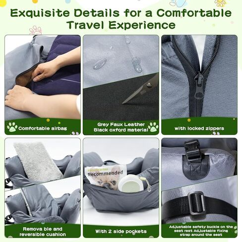 VVICOGARD Dog Car Seats for Small Dogs, Removable Airbag Design Black Washable Pet Booster Seat with Thick Cushion, Travel Doggie Bed Carseat for Small Dog Up to 33 lbs in Saudi Arabia