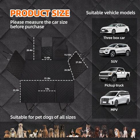 FAHKNS Upgraded Thickened Back Seat Extender for Dogs-Large Space,Waterproof Dog Car Seat Cover Holds 400lbs,Strong Durable, Universal Size Fits for Cars, Trucks & SUVs in Kuwait