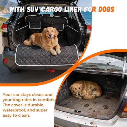 SUV Cargo Liner Dogs, Waterproof Dog Trunk Cover, Pet Cargo Mat SUV, Sedan & Van, Scratchproof Dog Seat Cover with Side Walls, Non-Slip Backing & Bumper Flap Protector, Large Size Universal Fit in Kuwait