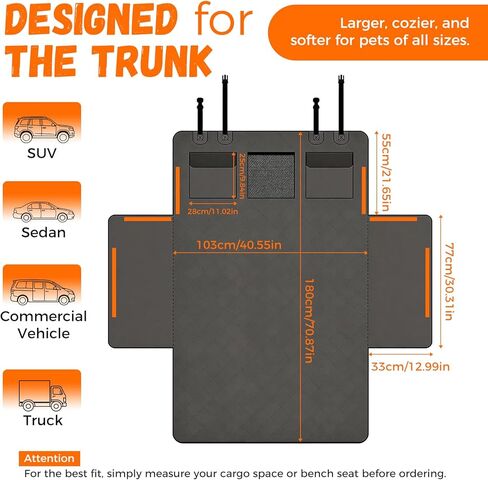 SUV Cargo Liner Dogs, Waterproof Dog Trunk Cover, Pet Cargo Mat SUV, Sedan & Van, Scratchproof Dog Seat Cover with Side Walls, Non-Slip Backing & Bumper Flap Protector, Large Size Universal Fit in Kuwait