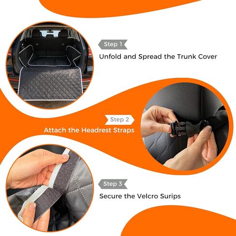 SUV Cargo Liner Dogs, Waterproof Dog Trunk Cover, Pet Cargo Mat SUV, Sedan & Van, Scratchproof Dog Seat Cover with Side Walls, Non-Slip Backing & Bumper Flap Protector, Large Size Universal Fit in Kuwait