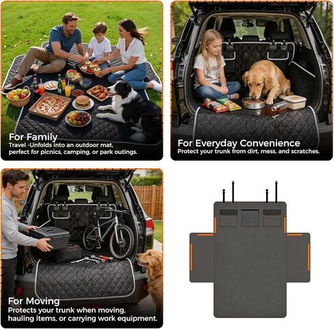 SUV Cargo Liner Dogs, Waterproof Dog Trunk Cover, Pet Cargo Mat SUV, Sedan & Van, Scratchproof Dog Seat Cover with Side Walls, Non-Slip Backing & Bumper Flap Protector, Large Size Universal Fit in Kuwait