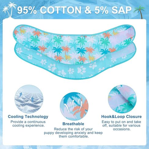 BEAUTYZOO Dog Cooling Bandana for Medium Large Dogs, 2 Pack Instant Cooling Bandanas Breathable Cooling Ice Towel Neck Wraps, Hawaiian Pattern Pet Scarf Keep Dogs Cool in Hot Summer, Blue M in Kuwait