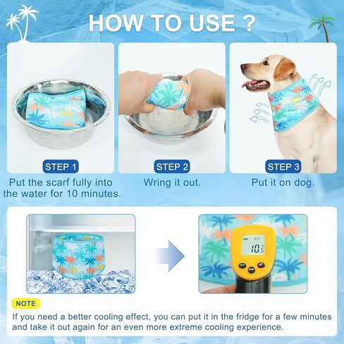 BEAUTYZOO Dog Cooling Bandana for Medium Large Dogs, 2 Pack Instant Cooling Bandanas Breathable Cooling Ice Towel Neck Wraps, Hawaiian Pattern Pet Scarf Keep Dogs Cool in Hot Summer, Blue M in Kuwait