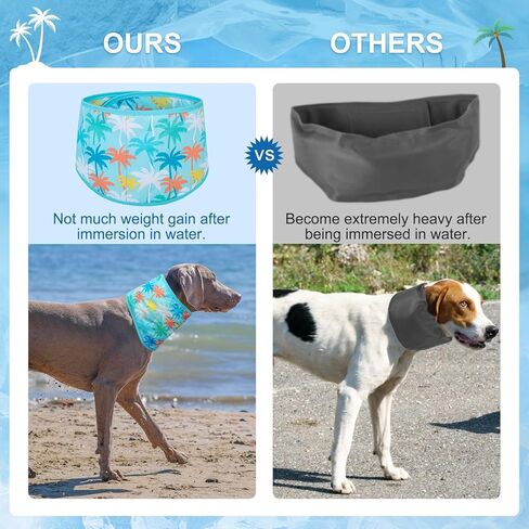 BEAUTYZOO Dog Cooling Bandana for Medium Large Dogs, 2 Pack Instant Cooling Bandanas Breathable Cooling Ice Towel Neck Wraps, Hawaiian Pattern Pet Scarf Keep Dogs Cool in Hot Summer, Blue M in Kuwait