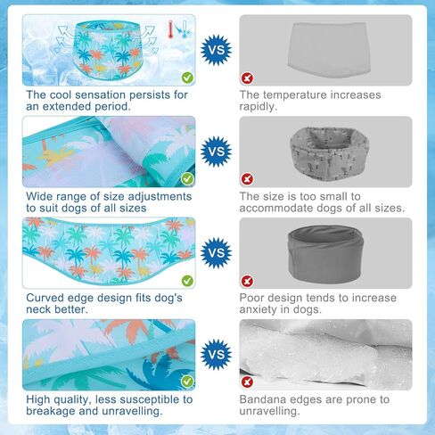 BEAUTYZOO Dog Cooling Bandana for Medium Large Dogs, 2 Pack Instant Cooling Bandanas Breathable Cooling Ice Towel Neck Wraps, Hawaiian Pattern Pet Scarf Keep Dogs Cool in Hot Summer, Blue M in Kuwait