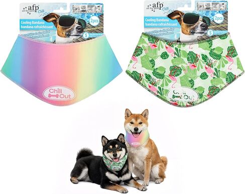 AFP 2 Pack Dog Cooling Bandana, Adjustable Instant Cooling Neck Wrap for Small Dogs and Puppies, Reusable Breathable Dog Cooling Scarf for Hot Summer (S: Neck Girth 11.8–14.4 Inch) in Kuwait