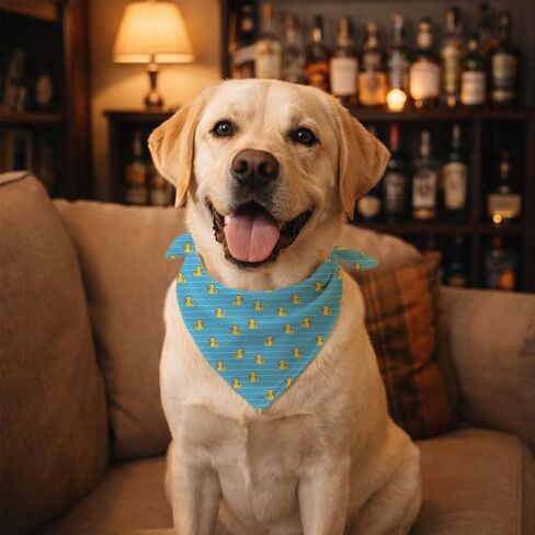 Rubber Yellow Duck Dog Bandana, Cute Summer Funny Pool Party Print Pet Triangle Scarf, Adjustable Blue Dog Neckerchief for Small Medium Dogs Beach Vacation in Kuwait