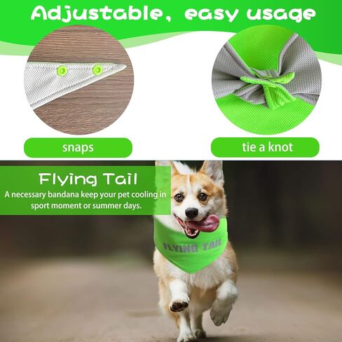 Reversible Dog Cooling Bandanas - 2PCS Reflective Summer Pet Bandana with Snap Closure, Adjustable Water-Activated Cooling Scarf for Dogs, Fits Up to 60cm Neck, Green and Camouflage in Saudi Arabia
